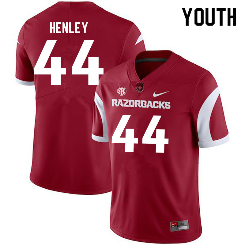 Youth #44 Kaden Henley Arkansas Razorbacks College Football Jerseys Sale-Cardinal